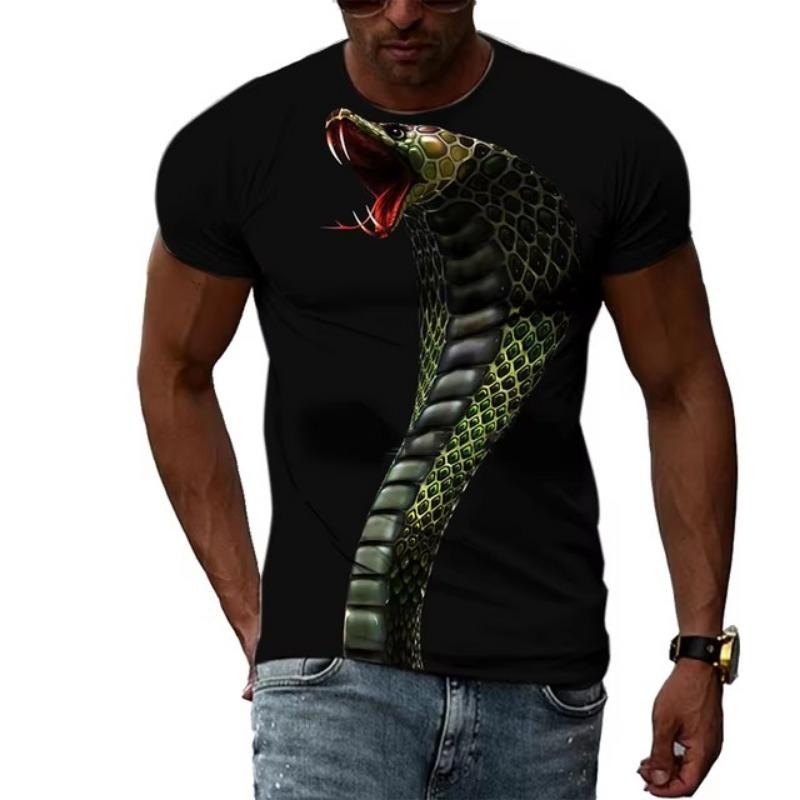 Horror King Cobra Graphic T Shirt Men 3D Printed Snake T-shirt Casual Streetwear Men Clothing Summer O Neck Tops Tee