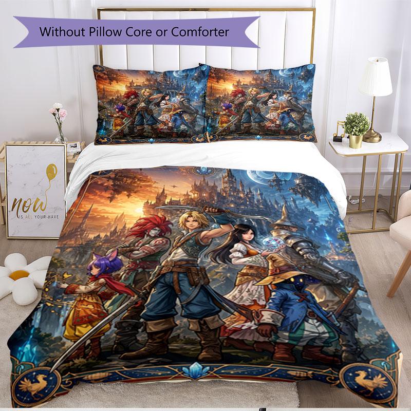 3pcs Duvet Cover Set (1*Duvet Cover + 2*Pillowcase, Without Core), Final Fantasy Print Soft All‑Season Bedding Set, Home Bedroom Decor Gift