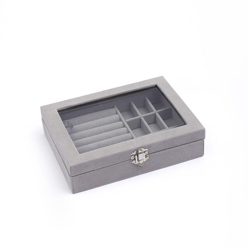 Single-layer Flannel Window-opening Acrylic Jewelry Storage Box, Ring, Earrings, Stud Earrings, Jewelry Finishing and Display Box.