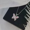 New Luxury Inlay Zircon Butterfly Pendant Necklace Stainless Steel Do Not Fade Clavicle Chain for Women Sweet Charm Jewelry Gift