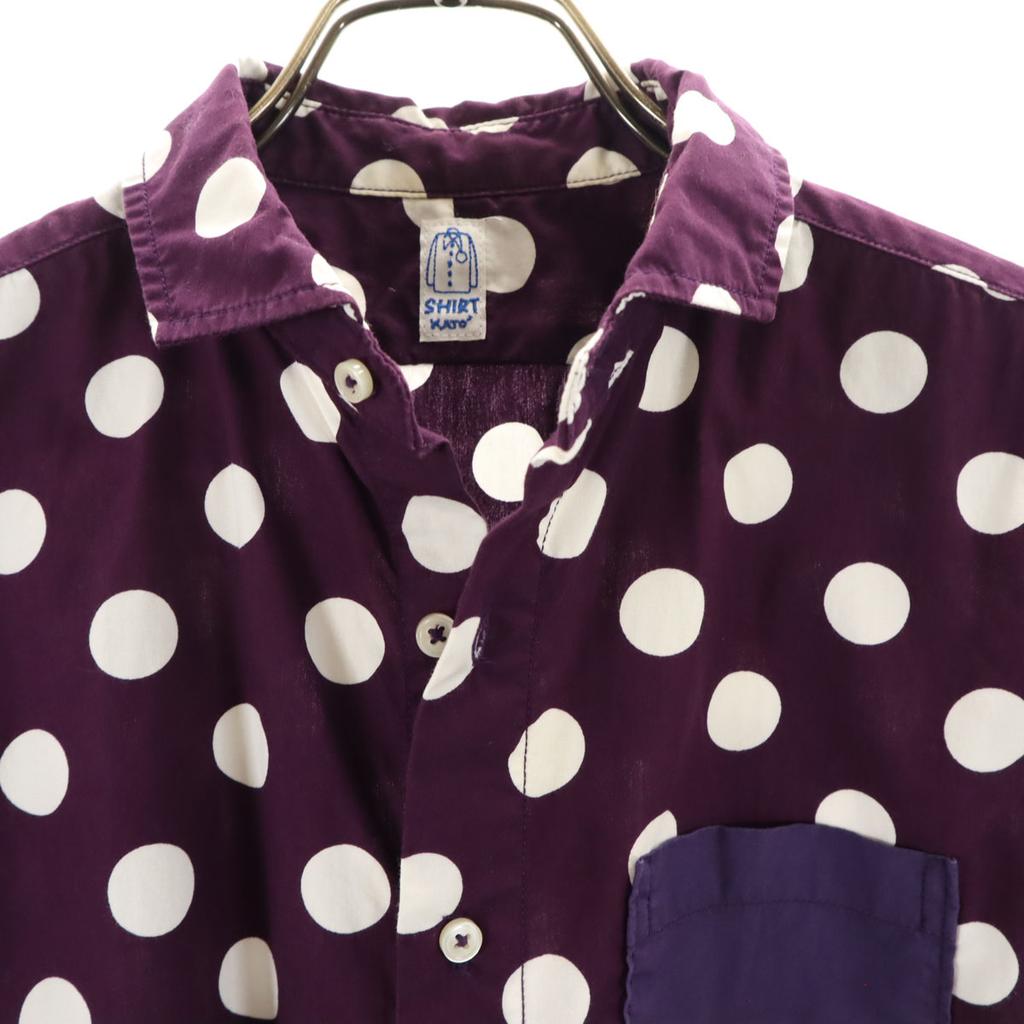 KATO Dot Pattern Short Sleeve Cotton Shirt XS Purple Polka Dot Men's Used