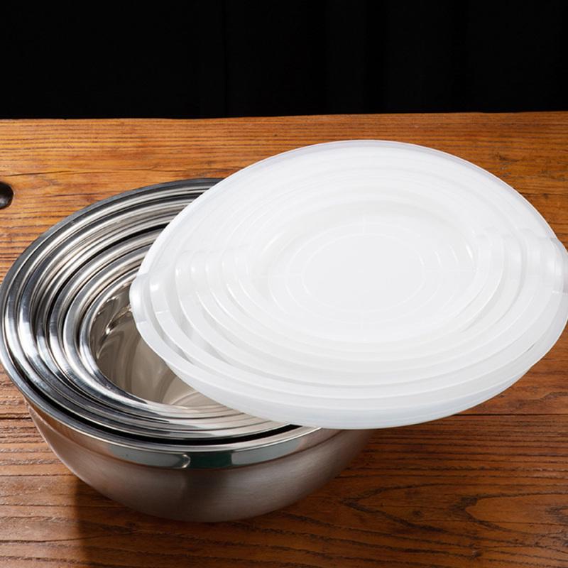 Verdickte Edelstahl Rührschüssel + Deckel Set zum Eier Schlagen Teig Kneten Suppenschüssel