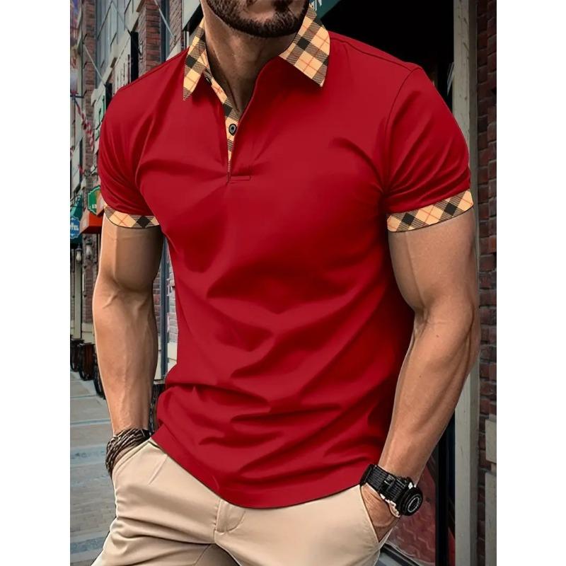 Nové pánske módne tričko s golierom, slim-fit, polokošeľa s krátkym rukávom, pánsky top