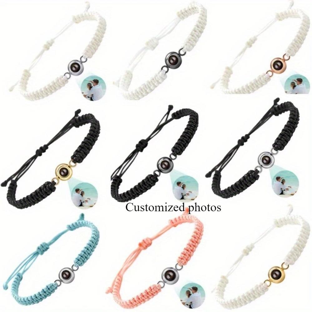 Stainless Steel Bubble Bracelet with 100 Language Projection for Couples