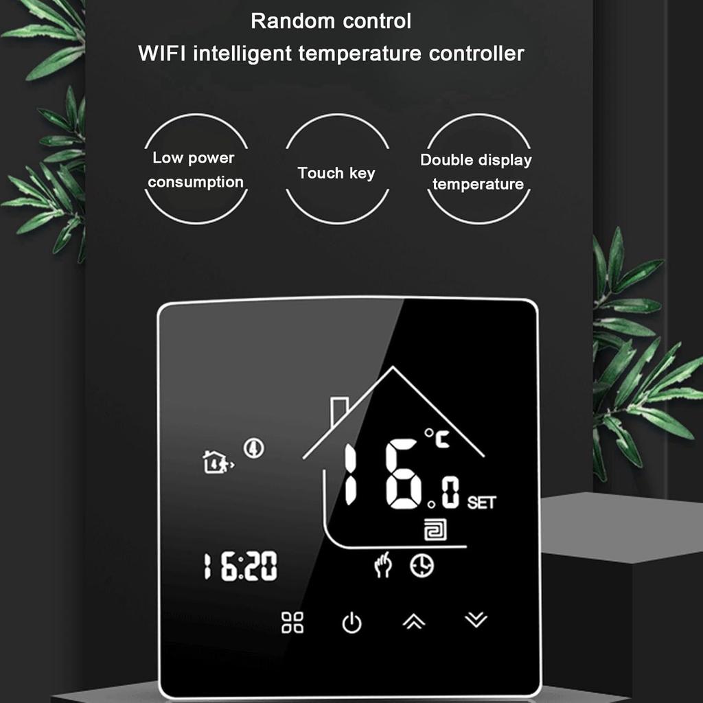 Smart Digital Thermostat for Home 7 Day Programmable WiFi Touchscreen App Voice Control Easy Install Wall Thermostat (Type 86, 95-240V 16A)