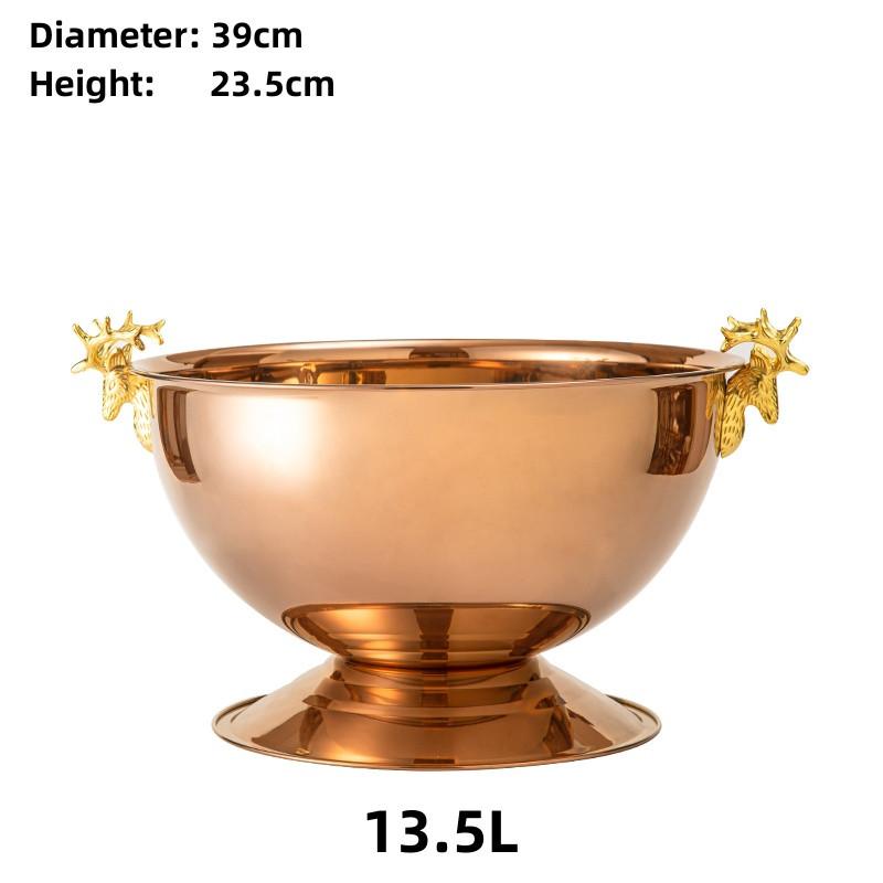 304 stainless steel Deer Head ear GOLD SILVER big ICE BUCKET BOWL CHAMPAGNE Large champagne bar bucket beer bucket basin