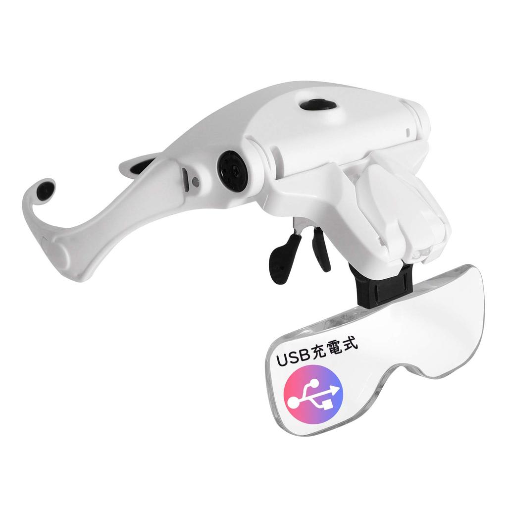 LEDGLE Head USB with LED 5 Lenses Magnifying Glass with Elastic Perfect for Jewelry and Precision Work Magnifier, Eyeglasses-Style Magnifier,