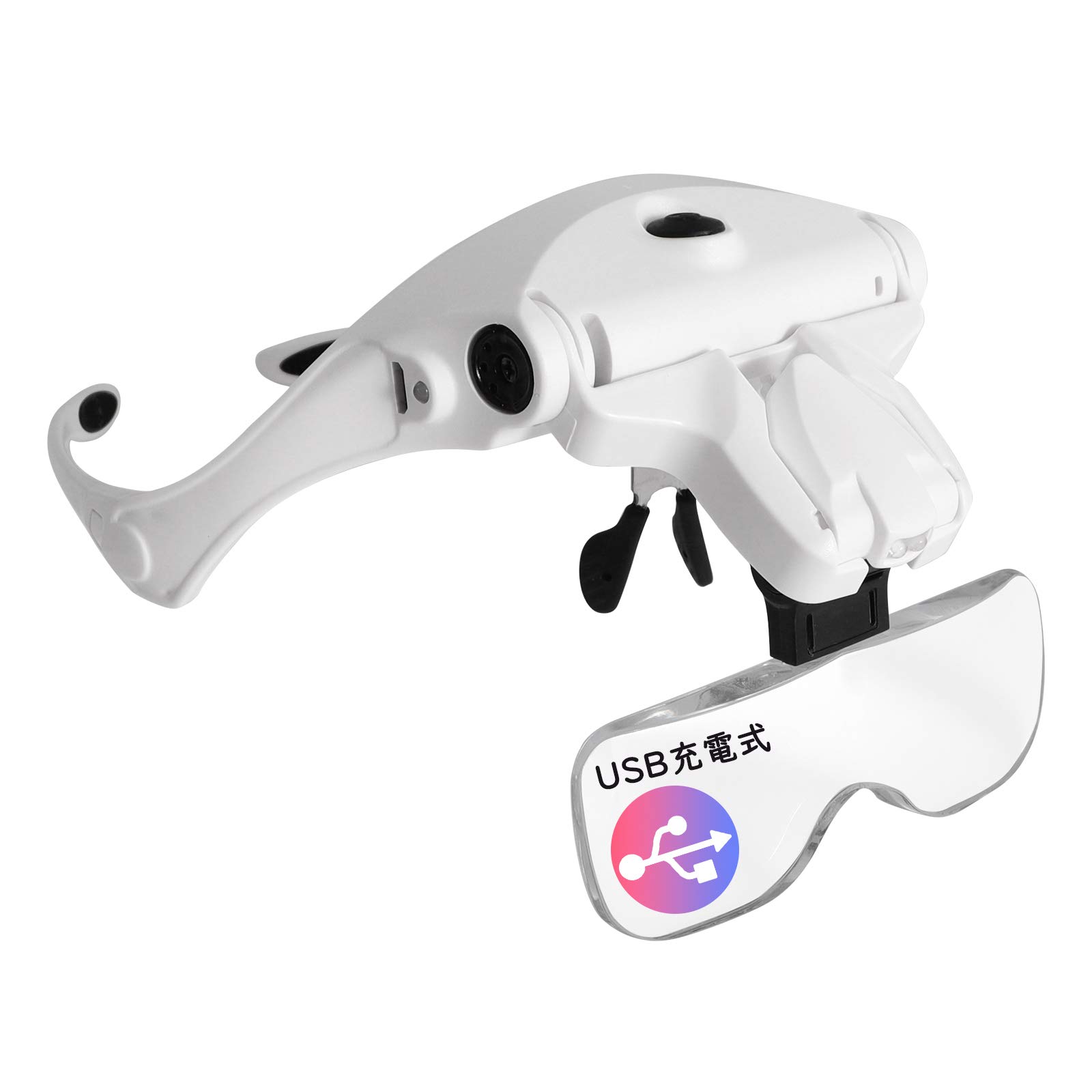 

LEDGLE Head USB with LED 5 Lenses Magnifying Glass with Elastic Perfect for Jewelry and Precision Work Magnifier, Eyeglasses-Style Magnifier, білий