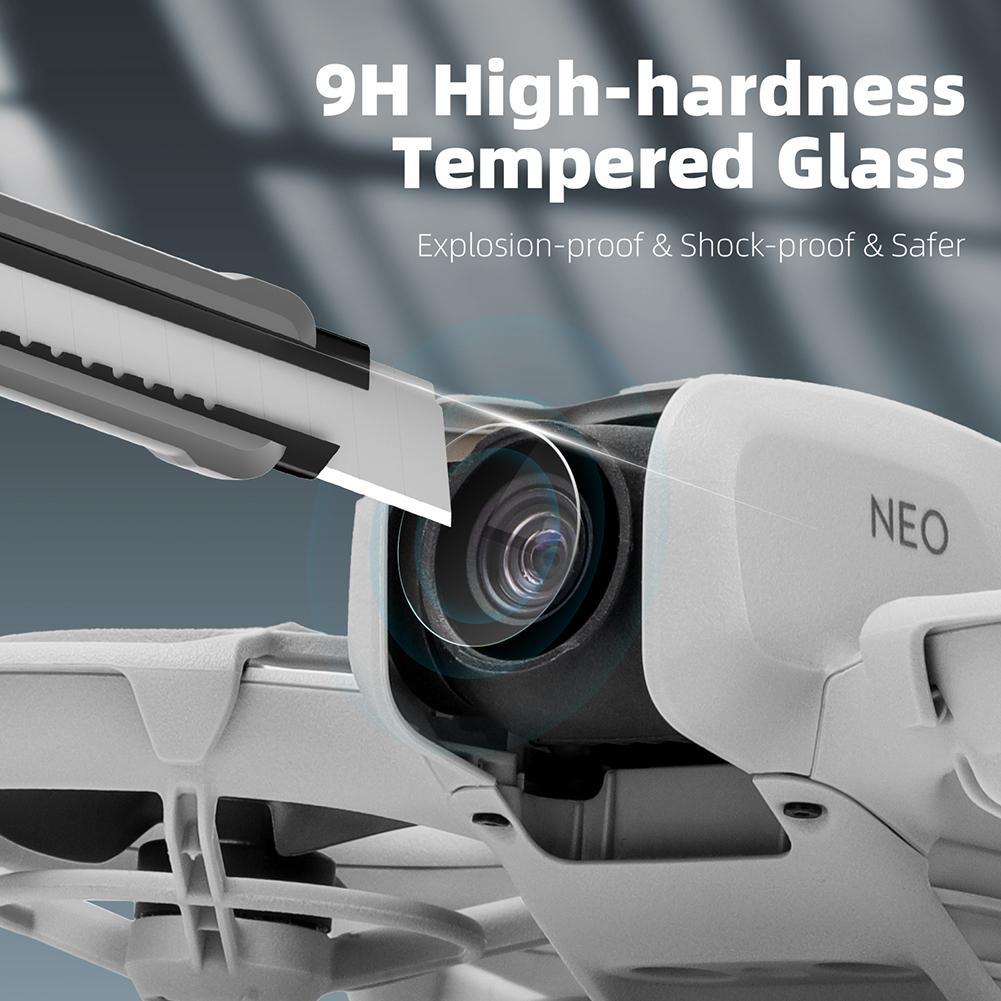 2Pcs 9H Lens Tempered Protective Film Explosion-Proof Tempered Glass Film Dustproof for DJI NEO Drone Gimbal Camera