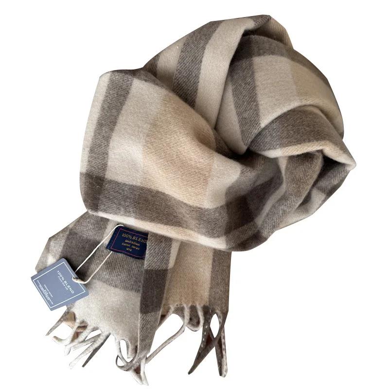 Winter Women Scarf Luxury  British Pashmina Classic Plaid Soft Female Male Imitation Cashmere Thermal Muffler Men Shawl