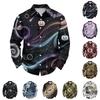 Men's Loose Fit Long Sleeve Shirt with Spread Collar Halloween Themed Casual Vintage Style Breathable Fabric Suitable for Outdoor Workwear