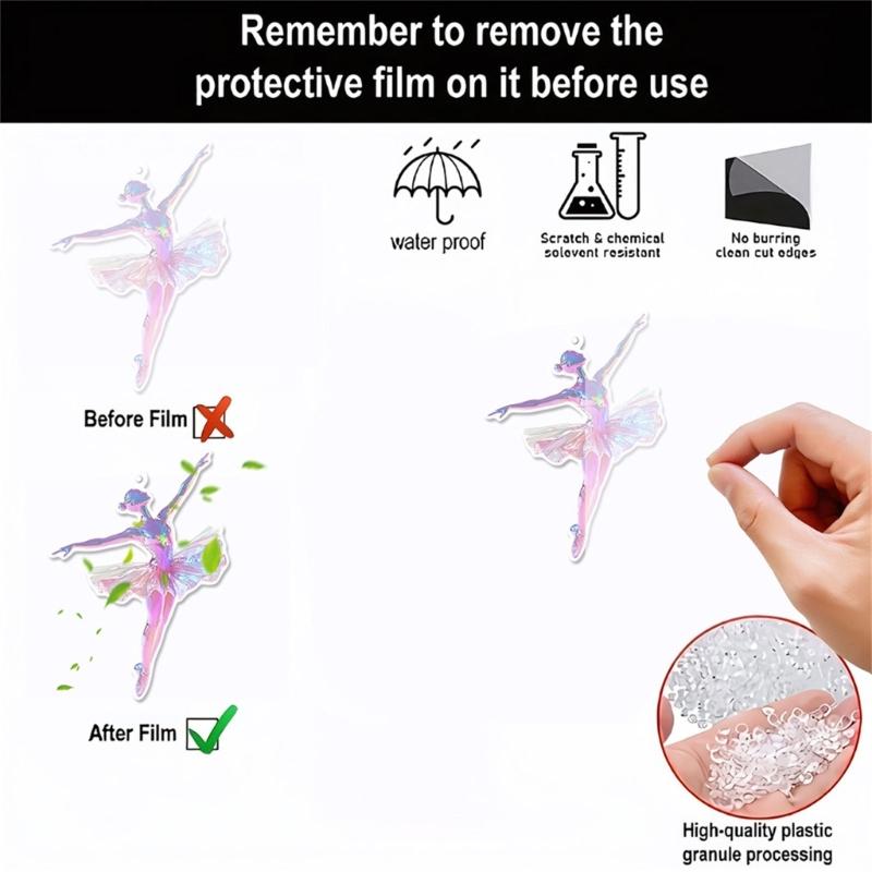 Set de 5 Brelocuri Elegante pentru Mașină în Formă de Balerină, Pandantiv Acrilic 2D pentru Agățat pe Perete, pentru Iubitor de Dans, Ornament de Crăciun