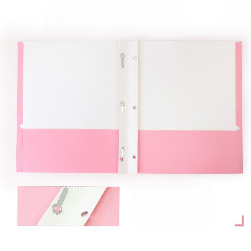 25pcs Double Pocket Foldable Paper File Folder with 3 Hole Frog Clip Document Organizer Storage Bag for Office School Supplies