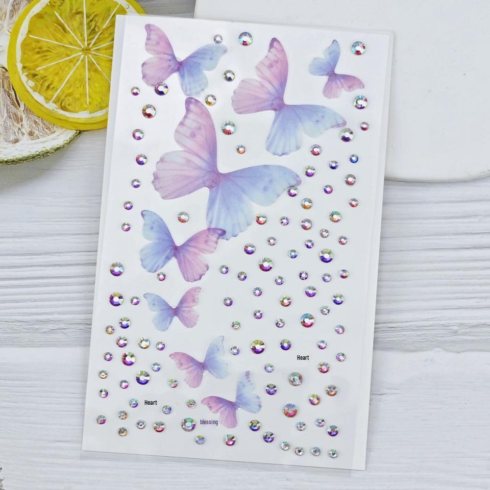 Three-Dimensional Tulle Butterfly and Rhinestone Face Stickers