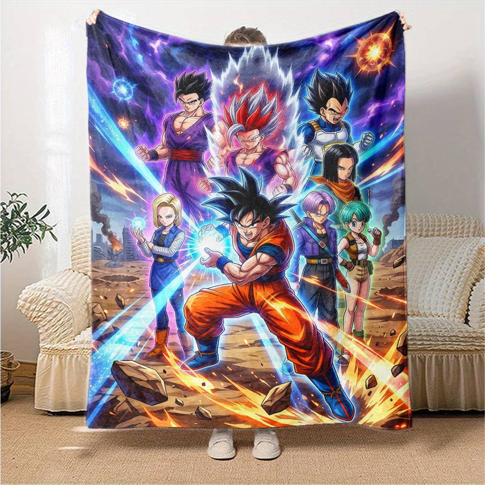 Son-Goku Print Flannel Blanket High Quality Warm Comfortable Cover for All Seasons Perfect for Gifts Home Decor