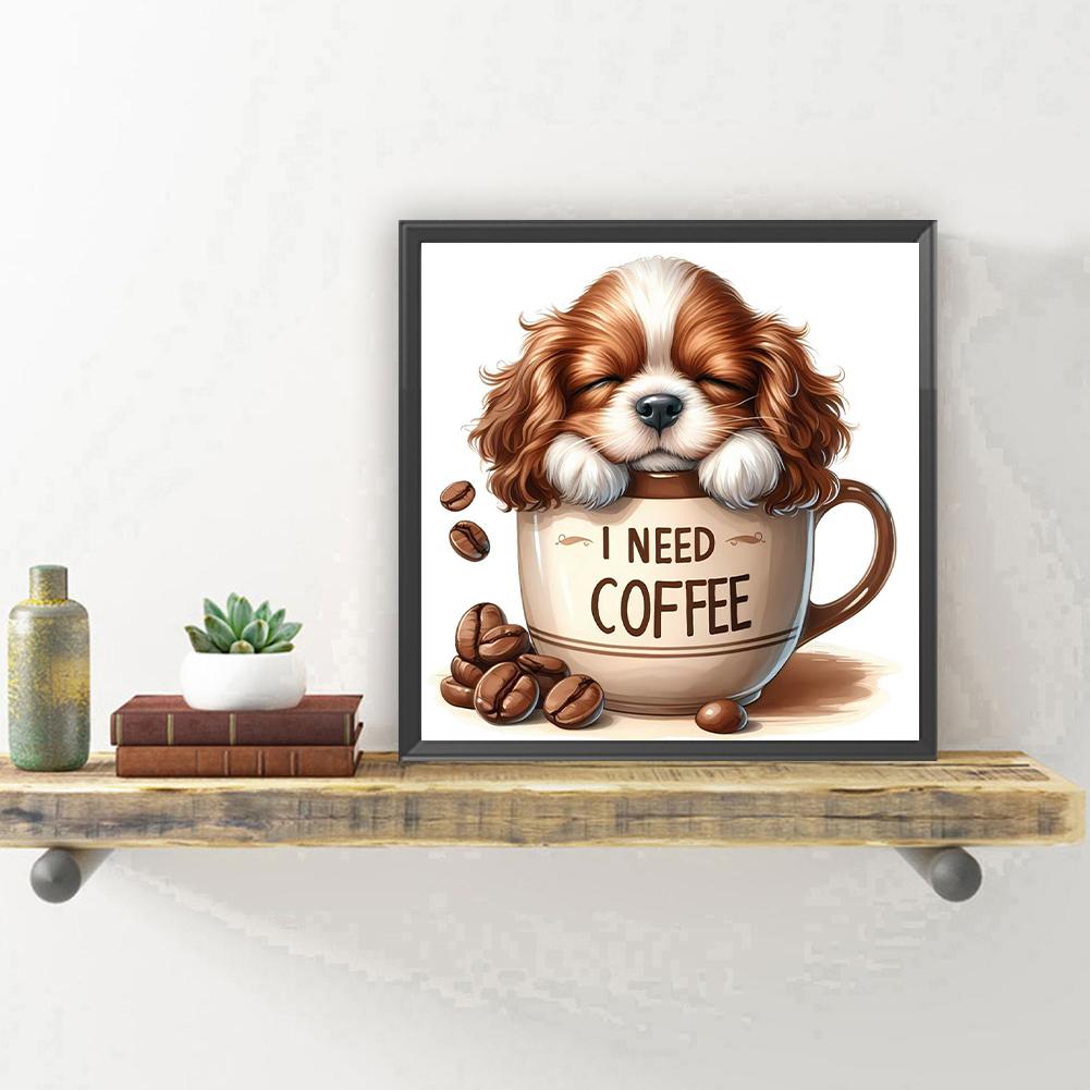5D Round Drill DIY Diamond Painting Dog Kit for Home Wall Decor 30x30cm
