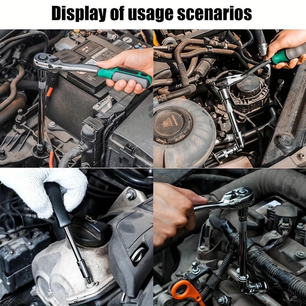 53pcs/Set 1/4 Inch Drive Socket Ratchet Wrench Set With Bit Socket Set Metric And Extension Bar For Auto Repairing And Household