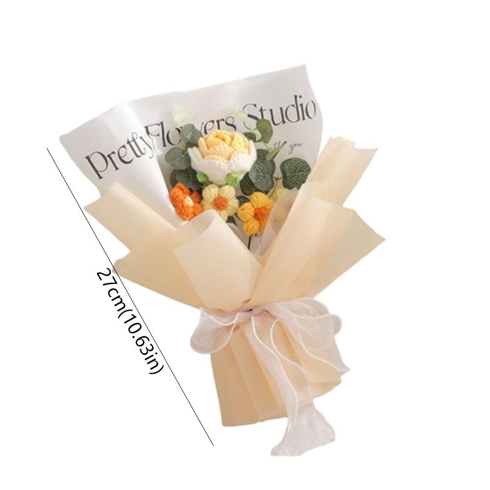 Soft Yarn Handwoven Rose Daisy Bouquet Korean Style Crochet Sunflower Flowers  Anniversary