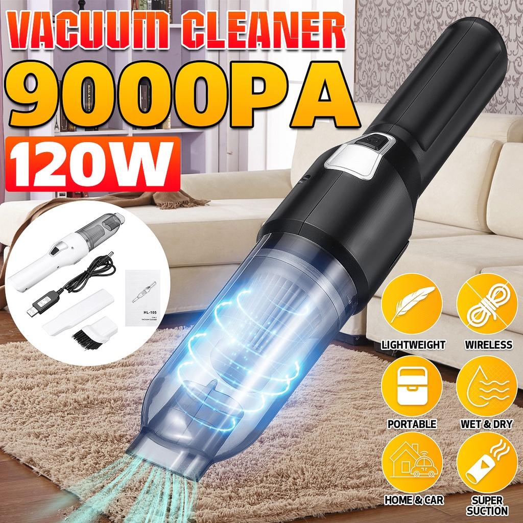 

Беспроводной пылесос для автомобиля 9000 Па Перезаряжаемый беспроводной пылесос Универсальный мини-пылесос для дома/автомобиля 120 Вт Wired чёрный