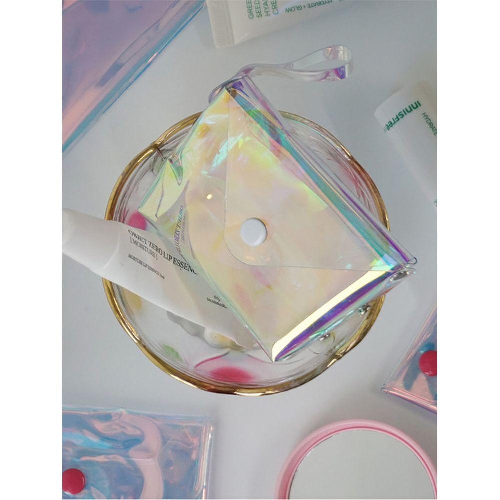 briskstyle transparent hologram mini PVC snap pouch keyring coin purse