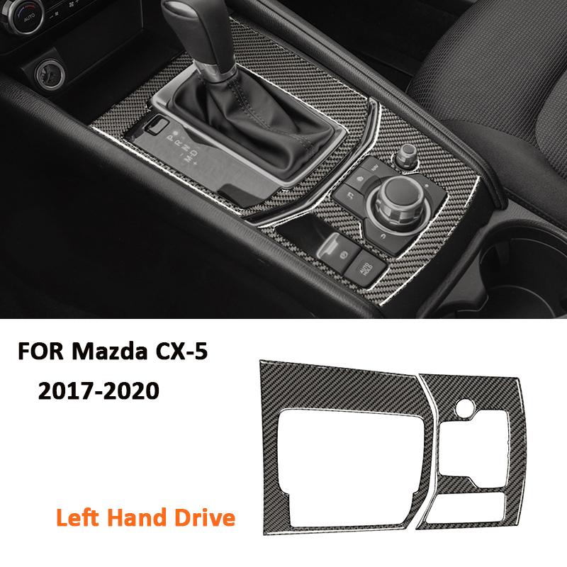 För Mazda CX-5 2017- Kolfiber Bil Mittkonsol Växlingsspak Panel Ram Dekorationslist Interiör Dekal Tillbehör