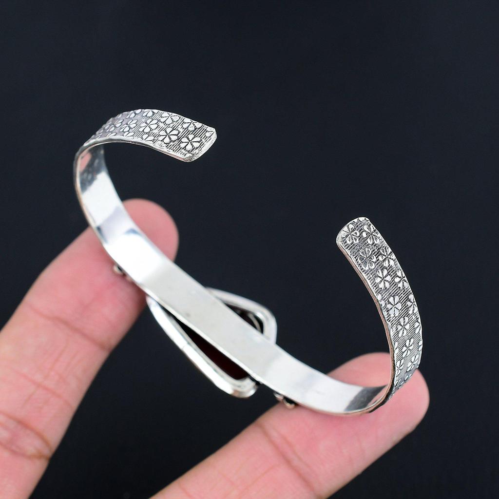 Trillion Mookaite Gemstone Unique Anniversary Wedding Bangle Bracelet 925 Silver