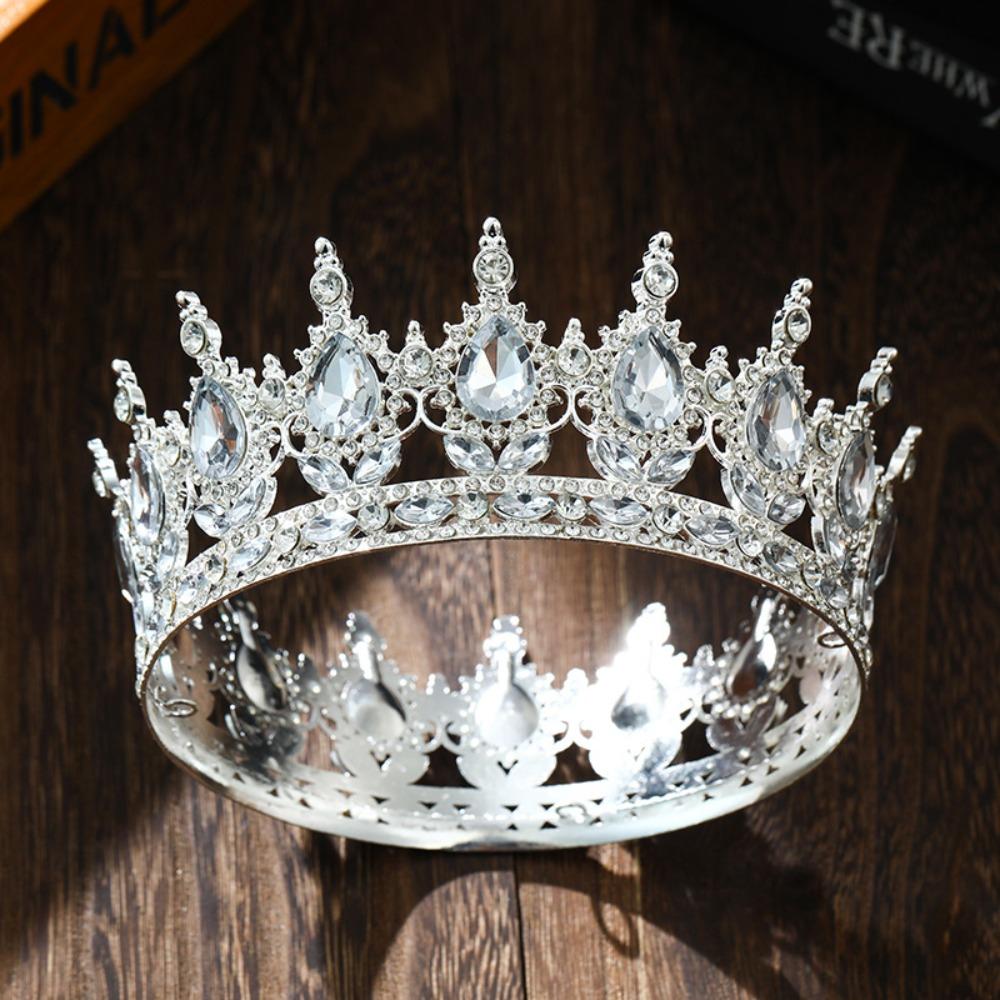 Rhinestone Baroque Pageant Crowns Luxury Crystal Queen Princess Tiara  Hair Dress Accessories
