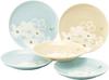 Hanae Mori "Fleur" Floral Print Five-Piece Small Plate Set (14cm Diameter) - Dishwasher and Microwave Safe, Perfect As a Gift or Wedding Gift. Made In