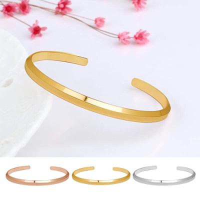 Simple C-shaped Couple Double Bangle Layer Adjustable Opening Metal Geometric Irregular Bracelet Jewelry Gift