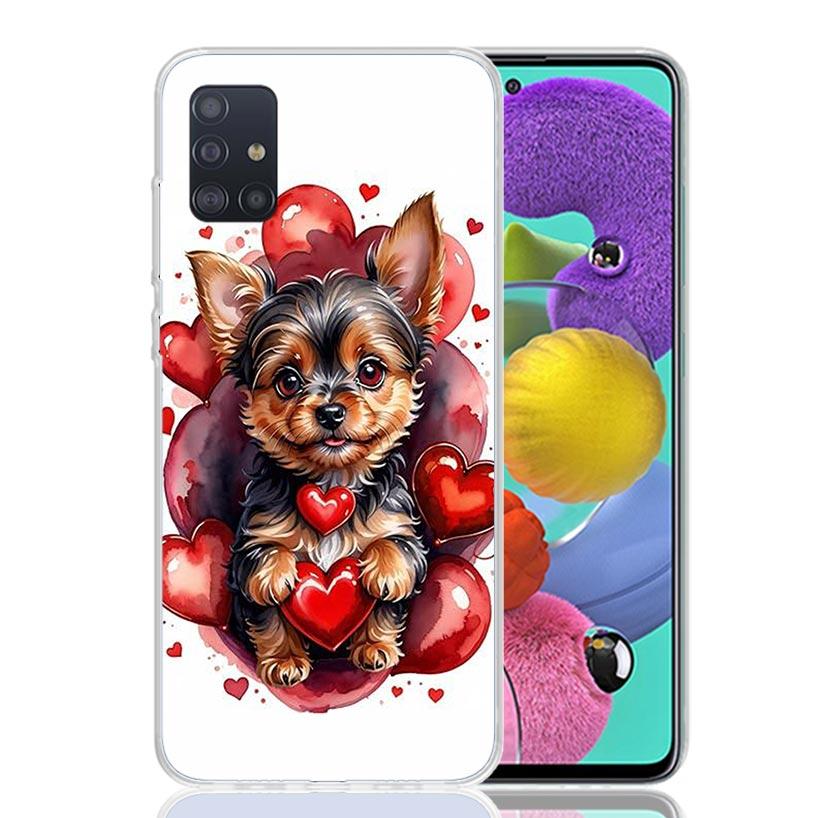 Lovely Puppy Heart Dogs Phone Case For Samsung Galaxy A52 A32 A22 A12 A02S A50S A30S A51 A31 AA71 Note 20 Ultra 10 S10 Plus Gala