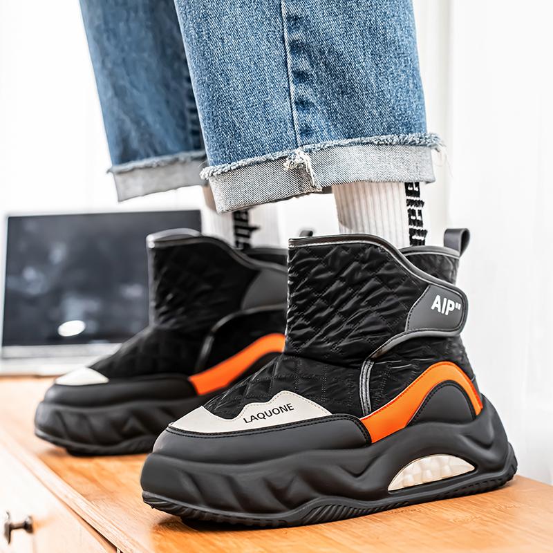 2024 New High Top Fleece Warm and Comfortable Snow Boots, Fashionable and Versatile Men's and Teenagers' Winter Cotton Shoes