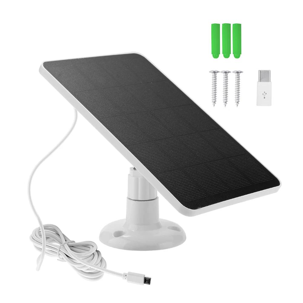 

10 Вт 5 В Солнечная панель Уличный зарядник на солнечных элементах Micro USB+Type-C 2в1 Зарядка Солнечные панели для камеры видеонаблюдения/Системы домашнего освещения