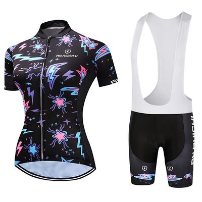 Letnia krótka jazda na rowerze Zestaw odzieży rowerowej Damskie koszulki sportowe Garnitury Białe spodnie na szelkach