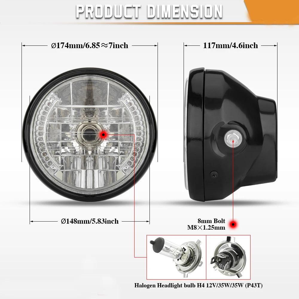 Universal 7 Inch Motorcycle Headlight H4 35W LED Head Lamp 9 Wires Turn Signal Light 12V H4 HeadLamp For Harley Bikes Curisers