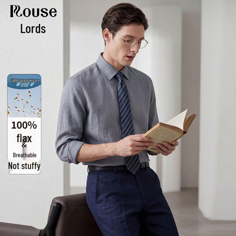 

Men s 100% Linen Long-Sleeve Shirt 2XL/185