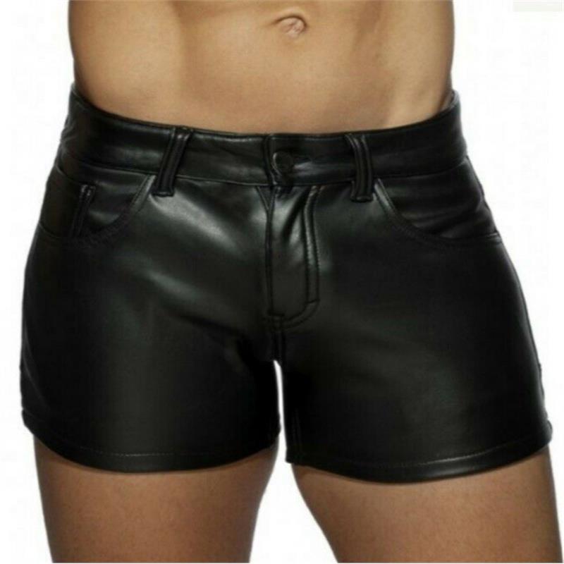 

2024 Men s Solid Color Casual Leather Shorts 4XL