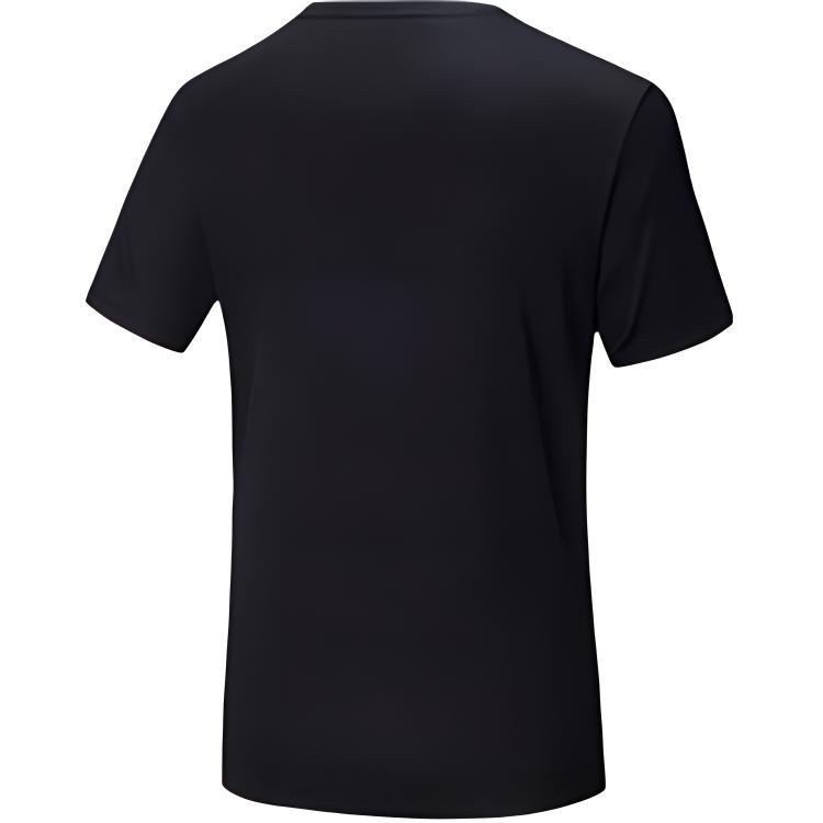 Anta Oddychający Jednolity Kolor Wygodny Casualowy T-Shirt z Krótkim Rękawem i Okrągłym Dekoltem Męskie Topy Podstawowy-Czarny 952527113-6