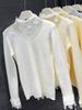 French collar V-neck lace knit sweater, autumn/winter new long-sleeve sweater, slim fit, base layer