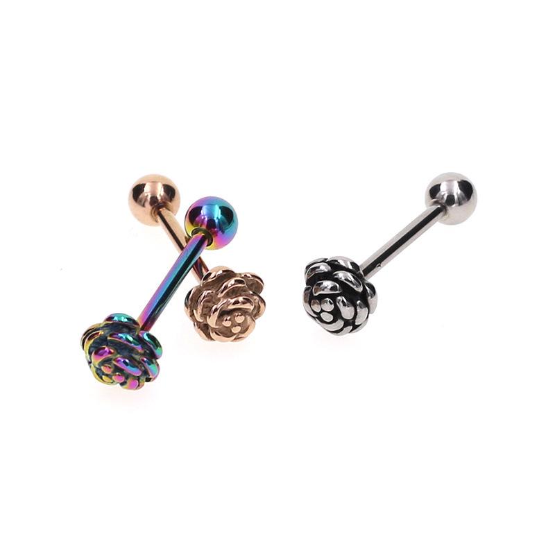 

Пирсинг для языка из нержавеющей стали 316L с розовым сердцем-персиком, 1,6x16 мм Multicolor