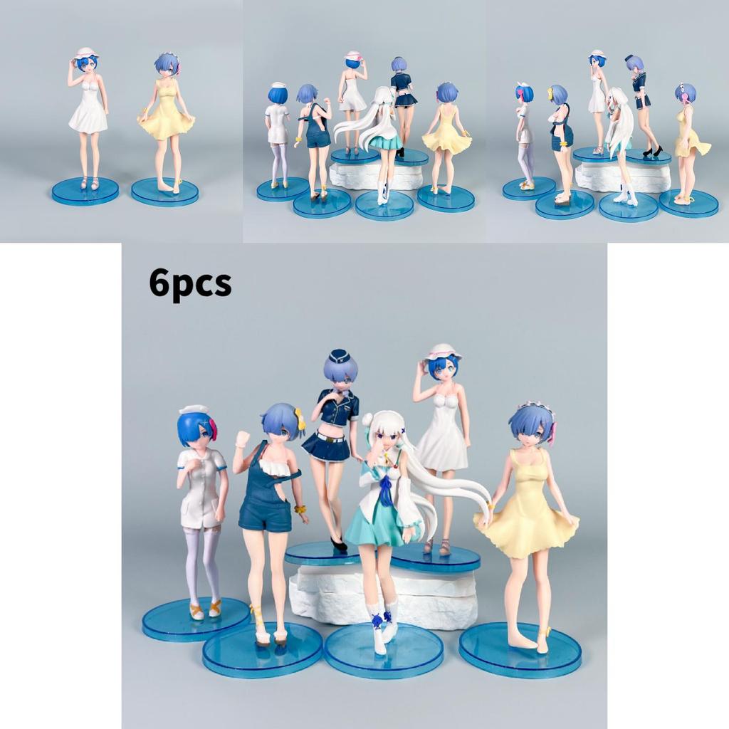 Re Zero Pvc Anime Figurine Pair Of Rem And Emilia For Desk Display And Gift Idea