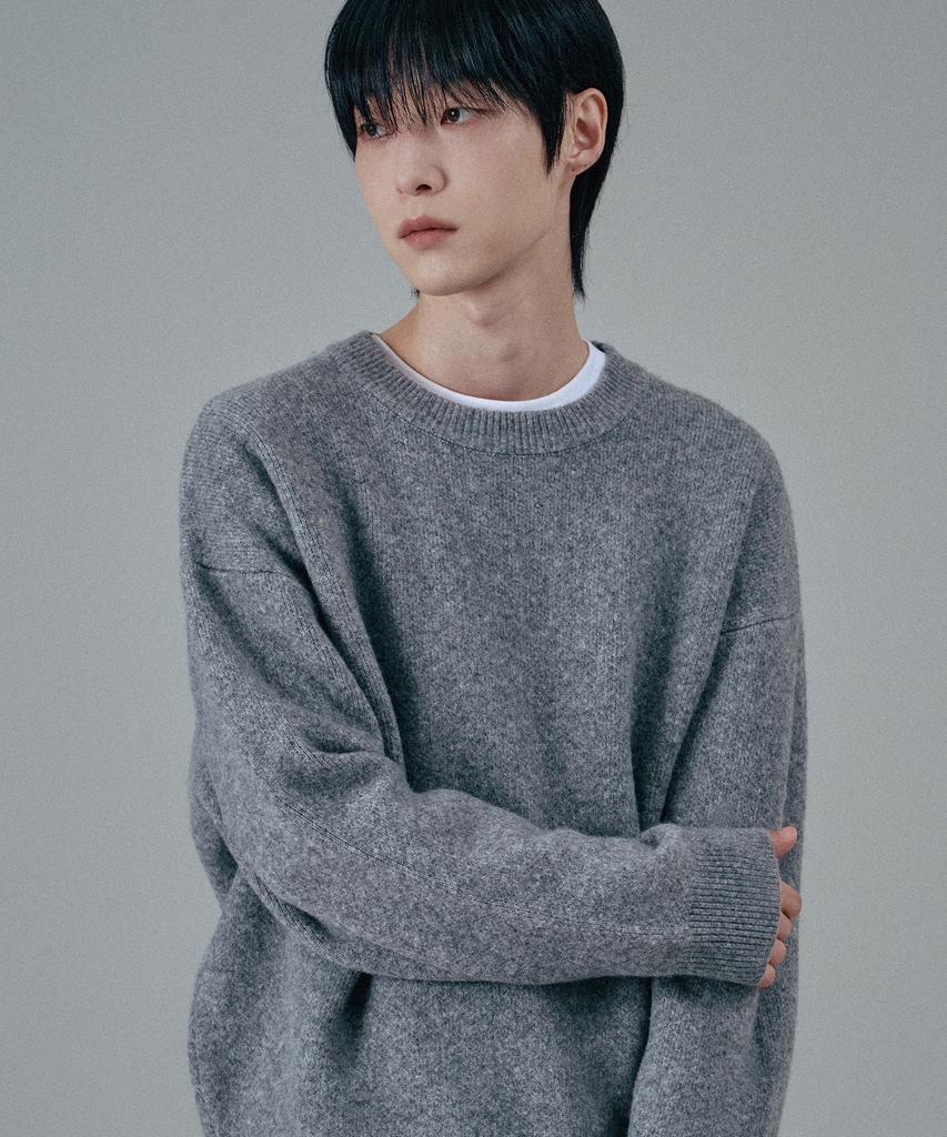 Mubeun Soft Wool Blend Crew Neck Sweatknit Gray