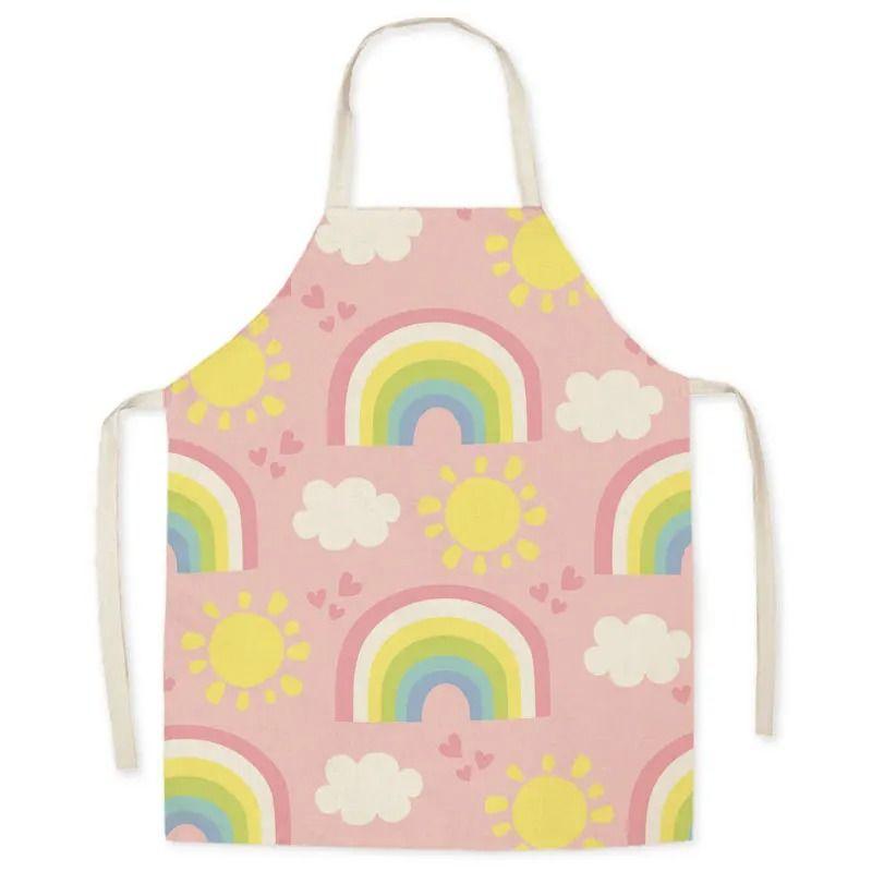 Summer Rainbow Sun Abstract Pattern Apron Adult Sleeveless Kitchen Men And Women Home Baking Waist Bib