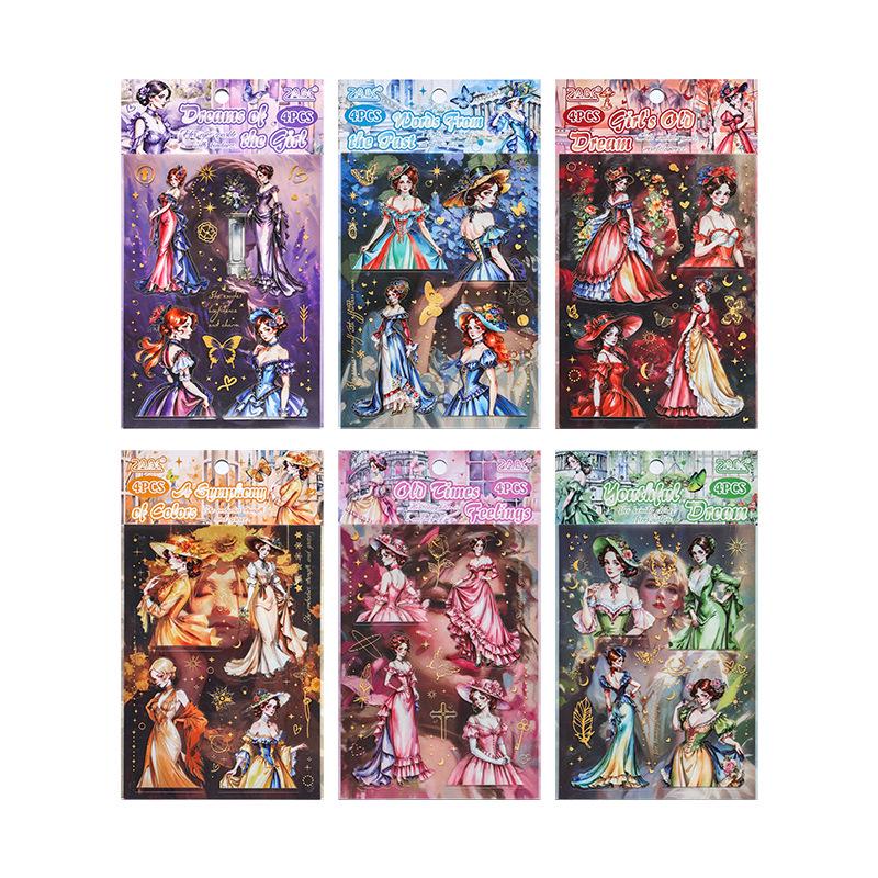 ZABC Youthful Retro Photo Stickers - 6 Vintage Styles for Journals & Collages