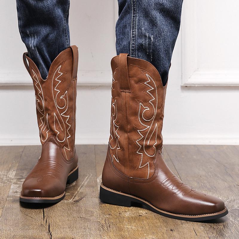 Fashion 38-48 Popular Boots Men Knight High Boots European and American Outdoor Training High Quality Chelsea Boots Black Brown Men Boot