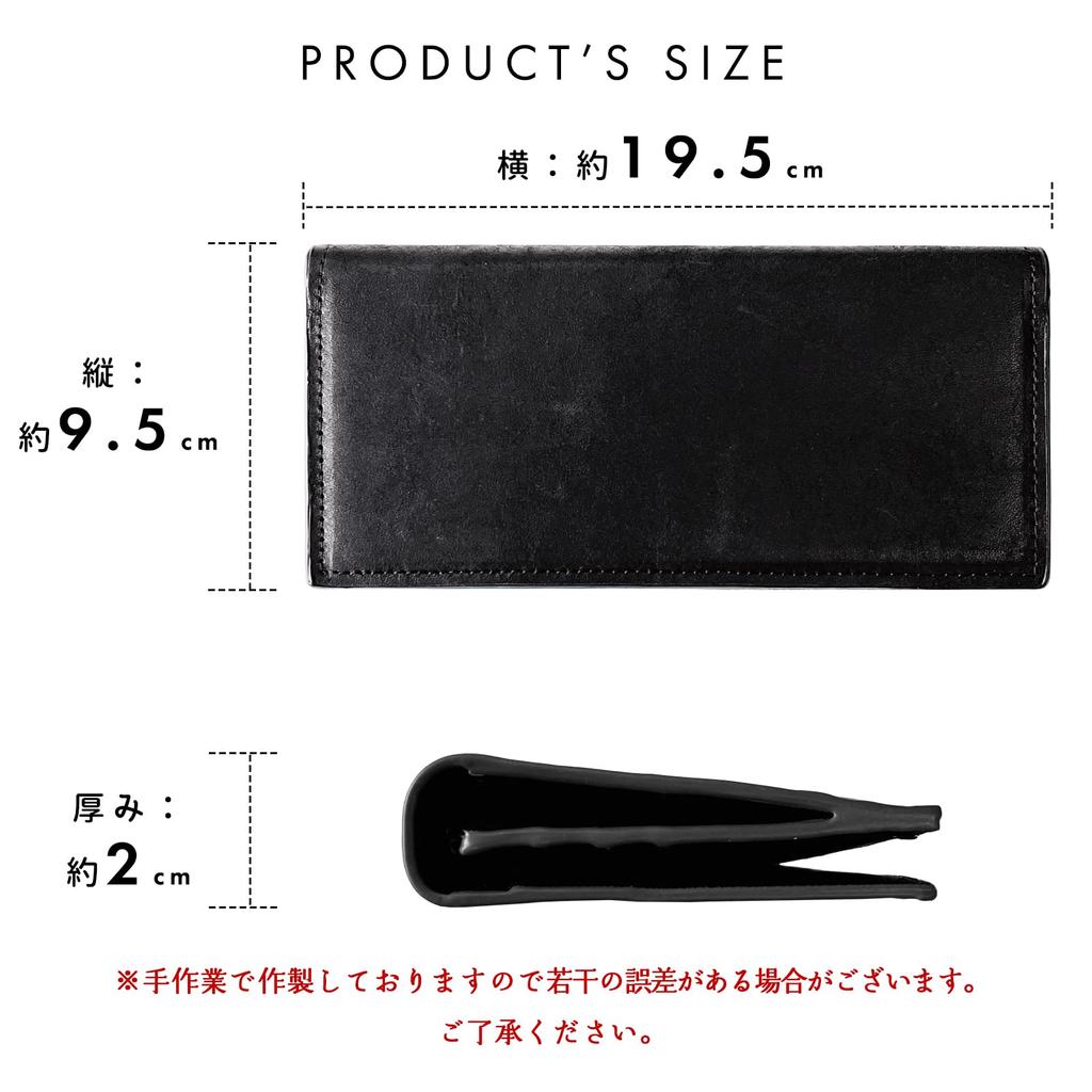 Trendy Yamagishi Leather Bifold Wallet, Genuine Leather, Long Wallet, Card Slots, Coin Purse, Billfold, WL-D2-02, Black, for Men and Women