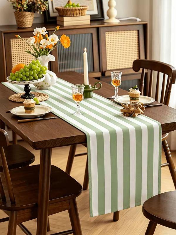 Tissu rayé français épais imitation lin décoration de table de salle à manger à la maison chemin de table long en plusieurs tailles 140x180cm