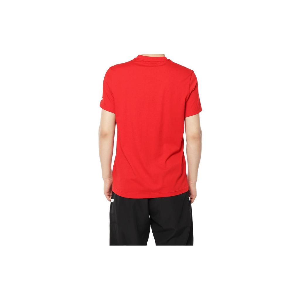 Adidas Solid Color Chinese Character Print Sports Knit Breathable Moisture-Wicking Crew Neck Short Sleeve T-Shirt Men Tops Red FK4411