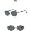 Women's sunglasses, men's and women's fashion oval rimless trimmed sunglasses, metal sunglasses
