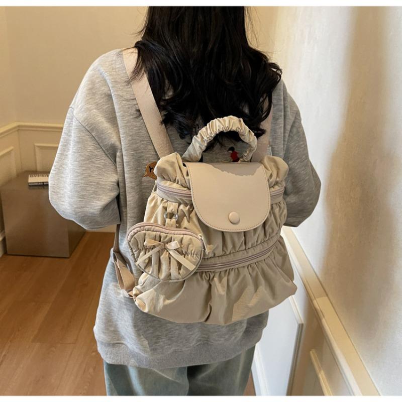 College style backpack women's new trendy fashion pleated nylon casual backpack