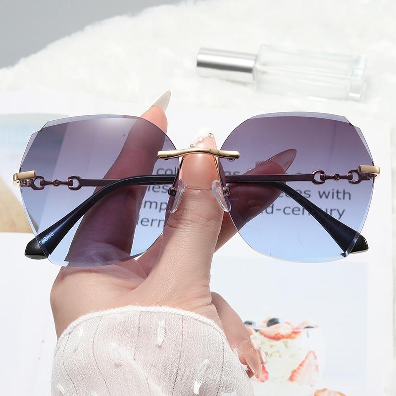 

Солнцезащитные очки без оправы Многоугольные прозрачные нерегулярные солнцезащитные очки Женские ультрафиолетовые лучи